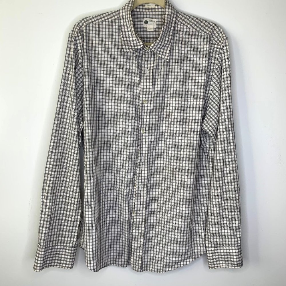 J.Crew Glencheck Tartan Texture Shirtings Button‎ Down Long Sleeve Shirt Sz L